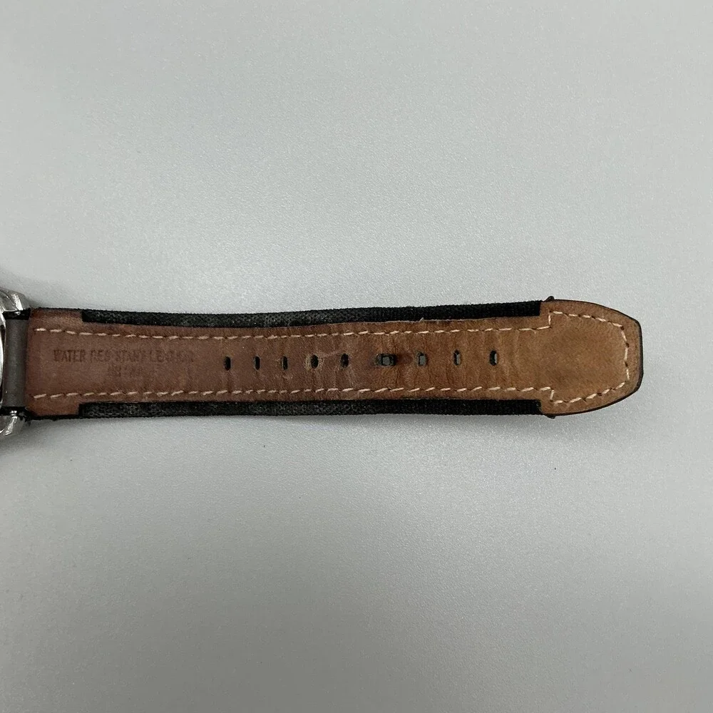 Timex Expedition Indiglo Mens Watch 42mm Cream Dial Brown Leather Date New Batt